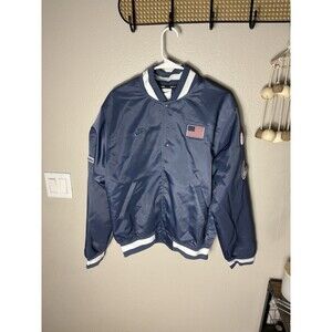 Nike USA Dugout Breaking Satin Snap Jacket Blue Men’s Size Small FN9460-491
